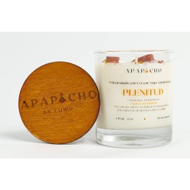 Fuwu, velas aromaticas relajantes de cera de soya con cuarzos naturales, velas decorativas hechas a mano con hierbas de olor, aromatizantes para hogar, velas aromaticas (Mandarina con Mango)