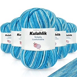 Kulahlik 250g(5x50g) Acrylic Yarn for Crochet/Knitting, Colorful Gradient Yarn Thread, 5 Rolls Skeins, Perfect for Any Knitting Crochet and Crafts Mini Project