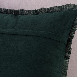 Madizz Set of 2 Suede Cushion Covers with Fringe Tassels 24x24 inch, 60x60 cm, Dark Green Soft Decorative Throw Pillow Cases for Sofa Bedroom Pillow Shell