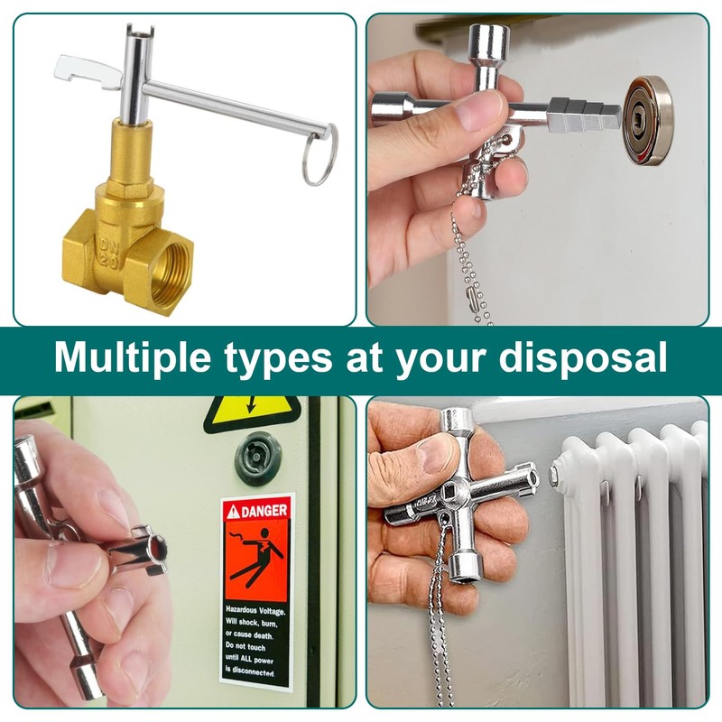 10-Piece Control Cabinet Key Set 4-in-1 Multifunctional Square Key Heating