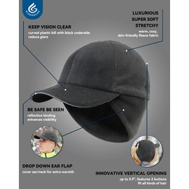 Gisdanchz Winter Hats for Women Ponytail Hat with Ear Flaps Casquette Hiver Femme Fleece Baseball Cap Hat with Ponytail Hole for Running Hiking Walking Outdoor Running Gear, Dark Grey XS/S