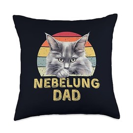 Nebelung Cat Lovers & Owners Funny Gift & Tees Nebelung Dad Retro Vintage Funny I Love My Cat Throw Pillow, 18x18, Multicolor