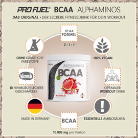 BCAA Powder 3 x 300 g Watermelon - Test Winner - Alphaminos BCAA 2:1:1 - The Original from ProFuel - Essential BCAA Amino Acids - Incredibly Delicious Taste - 100% Vegan - Top Solubility