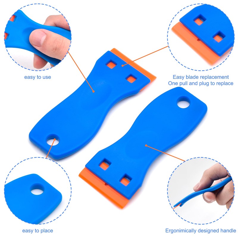 8 Pcs Plastic Razor Blade Scraper and 100 Pcs Blades,