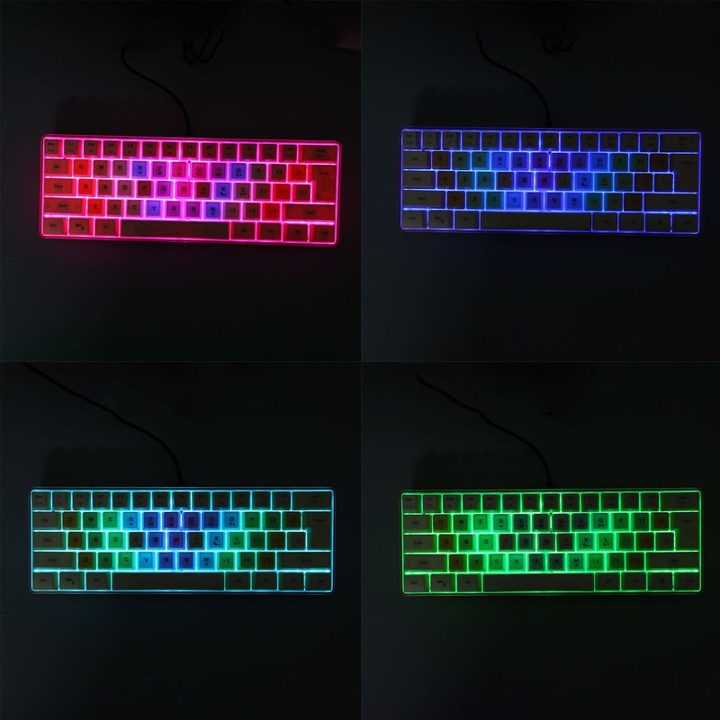 61 Keys Mechanical Keyboard RGB Backlight Colorful Keycaps Mini Wired