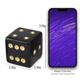 BRABUD Resin Jumbo Dice Decor Black & Gold Dice Statue Living Room Bedroom Office Photographic Decoration 3.9'' TQGJBS379