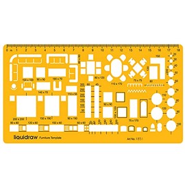 Liquidraw 1:50 Scale Architectural Scale Ruler Drawing Template Stencil Architect Technical Drafting Supplies, Architecture Furniture Design Symbols for House Interior Floor Plan