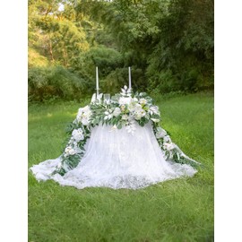 Lisuun 9FT Wedding Arch Flower Garland, Handmade Wedding Table Decorations,Head Table Floral Decor for Holy and Pure Wedding Ceremony