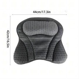 Bathtub Pillow, 1 Count Soft Breathable Bathtub Headrest Pillow with Suction Cups, Bathroom Accessories for Home Bathroom Hotel Salon - Color: Gray, Specification: one-size