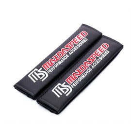MAZDASPEED Mazda Seat Belt Cover, Seat Belt Pad, Seat Belt Shoulder, Shoulder Pad, Leather, Embroidered, Carbon Style, Set of 2