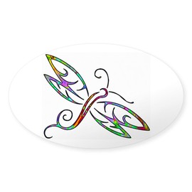 CafePress Colorful Dragonfly Sticker Oval Car Bumper Sticker