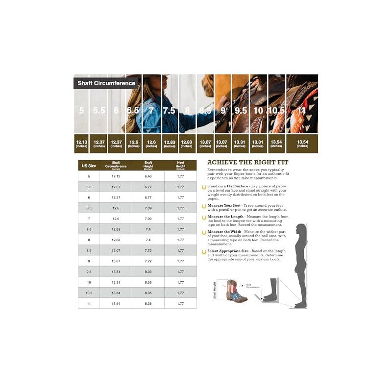 Roper Womens Flotus Boot, Brown, 8.5