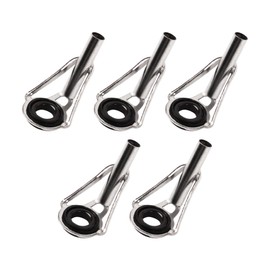 sourcingmap 5pcs Rod Tip Repair Kit, Metal Fishing Rod Guides Eye Repair Kit Rod Tip Guide Rings Replacement for Freshwater Saltwater Rod (Silver Tone Black)