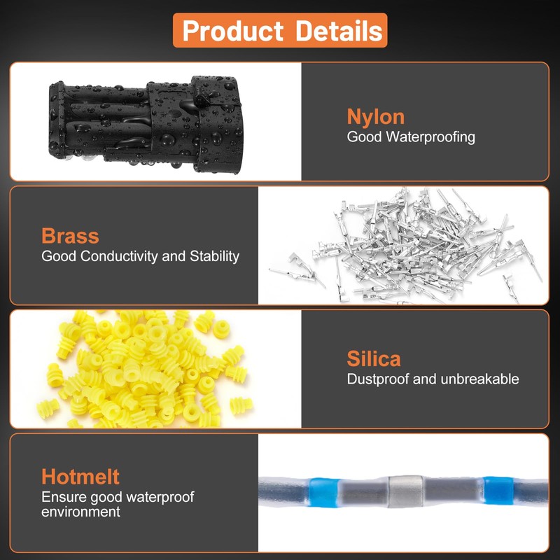 Filluck 349PCS Car Automotive Electrical Wire Connectors 1/2/3/4 Pin 24