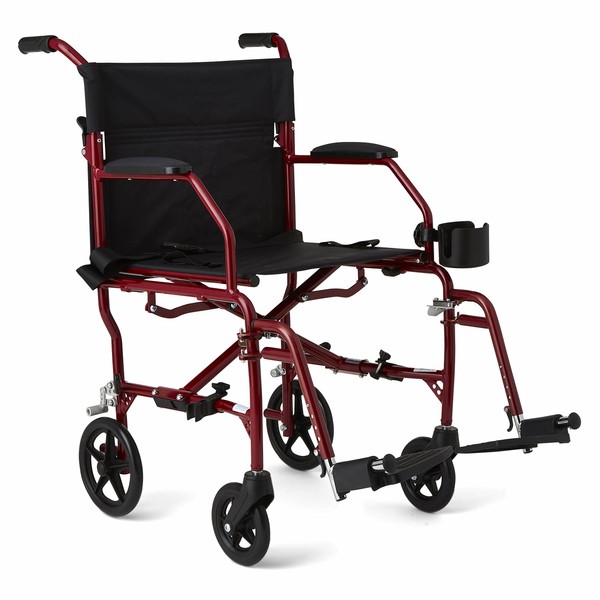 Medline Ultra Lightweight Transport Wheelchair for Adults, Foldable, 19-Inch Seat