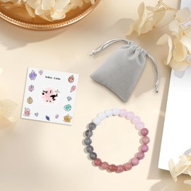 RoseJeopal Gemstone Beads Bracelet for Women, Elastic Bracelets with 8 mm Natural Stone, Healing Stones Bracelet for Women, Girlfriend, Gift, Stone, No Gemstone