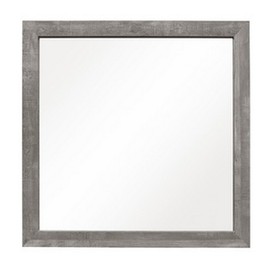 Benjara Adia 40 Inch Modern Accent Mirror, Sleek Textured Frame, Rustic Gray Veneer