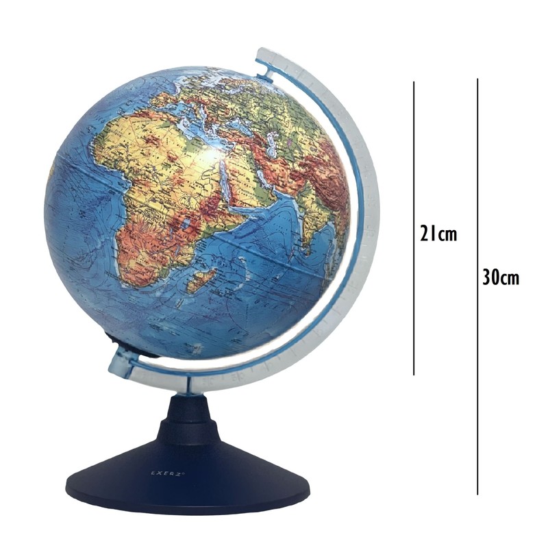 Exerz 21cm Illuminated Globe - Physical Map Daytime/Constellation Stars with