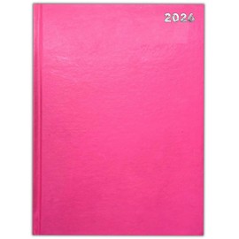 PaulStore 2026 A4 / A5 / A6 Diary Day to Page or Week to View Desk Diary Hard Back Casebound Back Cover (Pink, A4 Dap)