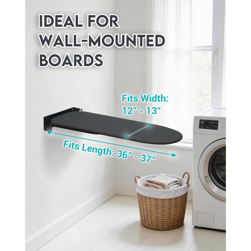 ZOES HOMEWARE Wall-Mounted Ironing Board Cover 13 x 37 inch，Small