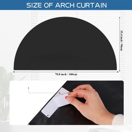 Maritown Arch Window Shade Blackout Half Circle Window Shades Stick on Self Adhesive Room Darkening Arched Half Moon Blinds Semi Circle Round Window Cover for Front Door