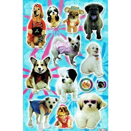 1 Bogen - Hunde Welpe Tiere Aufkleber Sticker Promotion Kindergeburtstag Dekorieren Hobby Basteln Sammeln selbstklebend und vorgestanzt