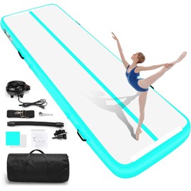 FOXCID Inflatable Air Gymnastics Mat Training Mats 4inches Thickness Gymnastics Tracks for Home Use/Training/Cheerleading/Yoga/Water with Pump