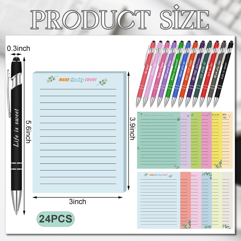 Yaomiao 24 Pcs Motivational Gifts Set Inspirational Pens Appreciation Sticky