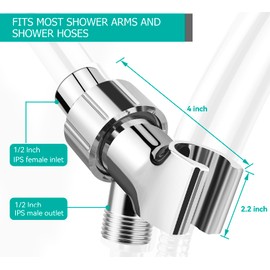 Adjustable Handheld Shower Head Holder- Brass Ball, Premium ABS Bracket- 360 Degree Rotatable：Arm Mount and Hose Connector, Shower Adapter- Adjustable Shower Arm Mount, MAYYAYA (Chrome)
