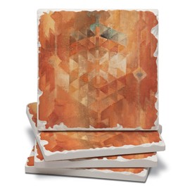 Thirstystone Desert Sunset 4 Pack Assorted Tumbled Tile Stone Coasters with Protective Cork Backing 4" Square Manufactured in The USA