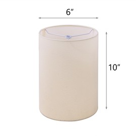 Wellmet CreamWhite 6"x 6"x10" Lampshade, No Assembly Required, Classic Modern Lamp Shade for Table Lamp, Bedside Lamp, Floor Lamp, Fabric Drum Lampshade, Spider Fitter