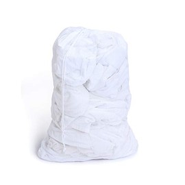 Smart Design Mesh Laundry Bag w/ Handle & Push Lock Drawstring - VentilAir Mesh Material - for Clothes & Laundry - Home Organization (Holds 3 Loads) (36 x 24 Inch) [White]