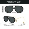 YAMEIZE Oversized Pilot Sunglasses for Women Men Retro 70s Double
