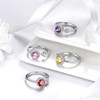 Aurora Tears Birthstone Adjustable Rings 925 Sterling Splitter Birthstone Open