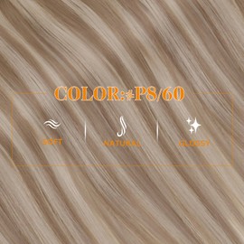 Easyouth Pony Tail Hair Extensions for Women Highlight Human Hair Ponytail Extension Highlight Light Brown with Blonde Ponytail Hair Extension Natural Look 14 Inch 70g