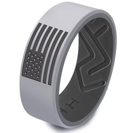 XAHH 3PCS USA American Flag Silicone Ring Set for Men Women,Patriotic Ring,Him Her Rubber Wedding Bands,Black Green Grey Size 11