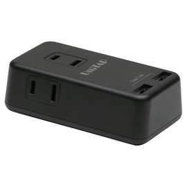 Princeton PPS-UTAP3BBK Compact OA Tap with 2 USB Charging Ports (Up to 2.4 A) + 3 Power Strips (Up to 1400 W), Black