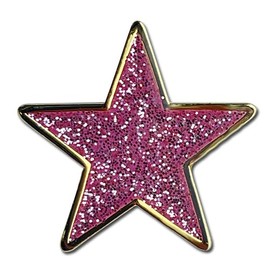 Glitter Star Badge Lapel Pin 10 Pack (Pink)