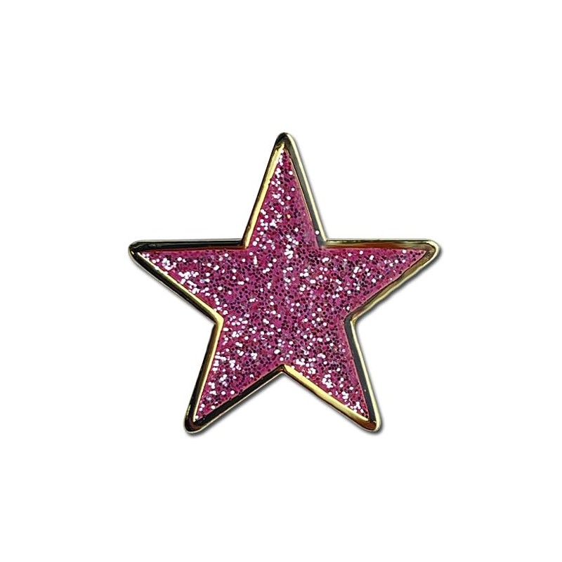 Glitter Star Badge Lapel Pin 10 Pack (Pink)