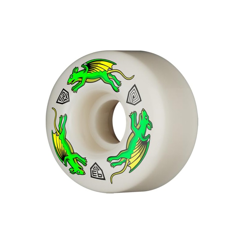 Powell Peralta Nano Rat Dragon Formula 93A Skateboard Wheel, White,