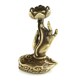 JAGTRADE Incense for Burner Buddha Hand Lotus Backflow Incense Holder Metal ?Censer for Home Bedroom Living Room Decoration, 6x3.9x2.3cm