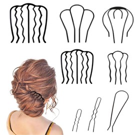 Hair Comb Metal 8 Pieces Hair Comb U-Shaped Metal Hair Combs Teeth Updo Bun Hair Pin Hair Accessories Comb Hairpin Side Comb