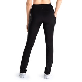 Yogipace,Side Pockets,Tall Women's 35" Fleece Lined Thermal Yoga Pants Winter Straight Leg Warm Sweatpants,Black,Size XL