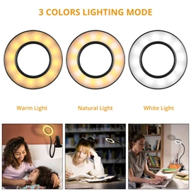Woputne Desk Lamp Clip Light, 10 Dimmable Brightness 3 Light Modes Reading Light, Clamp Bedside Lamp for Painting, Craft, Study (Black)