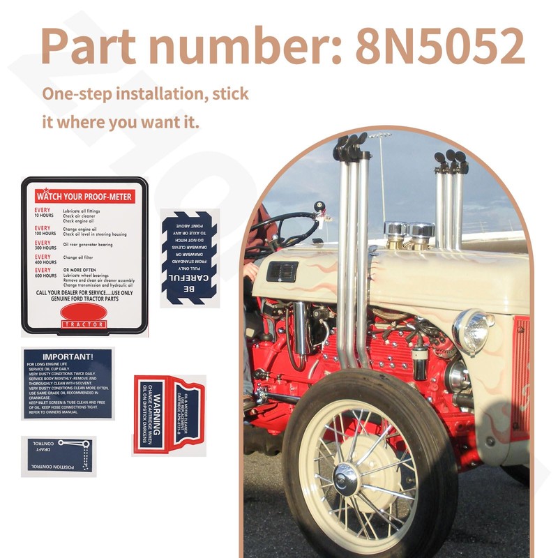 ZHONGXIA 8N5052 Mylar Decal Set Compatible with Fo - rd