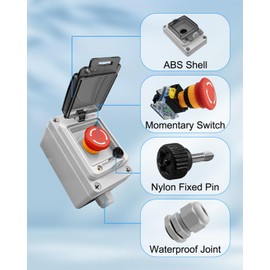 Emergency Stop Button with Box 660V 10A Waterproof for Outdoor, Emergency Shut Off Switch, E-Stop Push Button Switches Box IP67