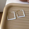 COLORFUL BLING Big Square Geometric Hoop Earring Multicolor Enamel Round