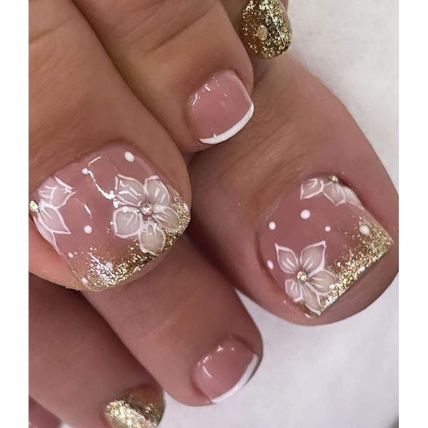 Anyos Press on toenails for women, ANYOS short french tip