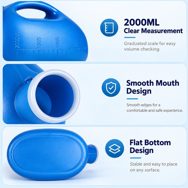 Portable Urinal Bottle with Tube for Bedside Use – 2000mL