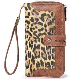 Carteras para Mujer Gran Capacidad, Monedero para Mujer con Bloqueo RFID, Cartera para Mujer con la Muñeca Clip, Billetera para Dama con Bolsillo con Cremallera para el Móvil y Tarjetero